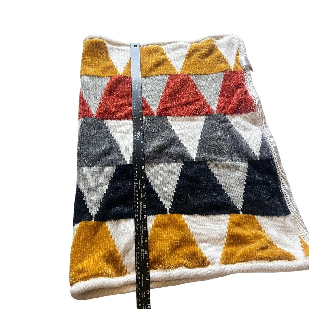 Pottery Barn Kids Triangle Knit Stroller Blanket Mustard Orange Navy 30x40